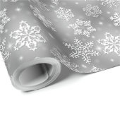 Papier Cadeau Flammes De Neige De Vacances Sur Argent (Coin rond)