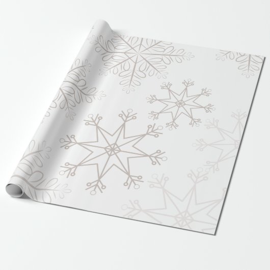 Papier Cadeau Flammes de neige délicates Noël blanc (Déroulé)