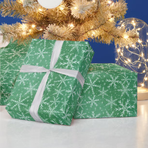 Papier Cadeau Flammes de neige d'hiver de Noël qui tombent en ve