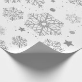 Papier Cadeau Flammes de neige en argent sur blanc (Coin)