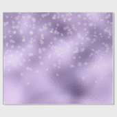 Papier Cadeau Flammes de neige en métal violet Noël (Plat)