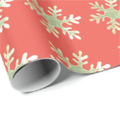 Papier Cadeau Flammes de neige en Noël rouge (Coin rond)