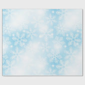Papier Cadeau Flammes de neige et lumières bleu (Plat)