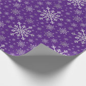 Papier Cadeau Flammes de neige gris argent mignonne sur violet (Coin)