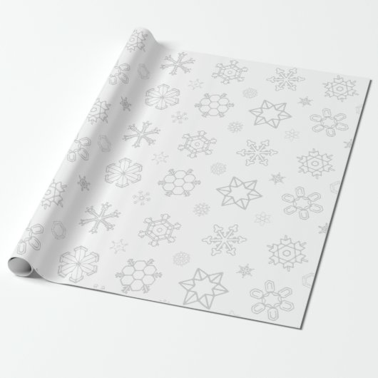 Papier Cadeau Flammes de neige grises sur papier d'enveloppement (Déroulé)