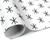 Papier Cadeau Flammes de neige mignonnes en noir et blanc dessin (Coin rond)