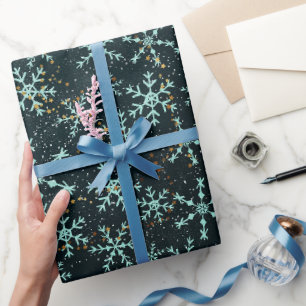 Papier Cadeau Flammes de neige mousseuses Bleu blanc dans le cie