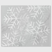 Papier Cadeau Flammes de neige Noël Marbre gris argent (Plat)