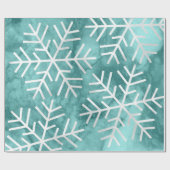 Papier Cadeau Flammes de neige Noël Marbre Turquoise Aqua (Plat)