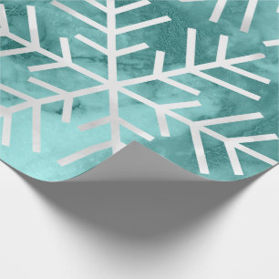 Papier Cadeau Flammes de neige Noël Marbre Turquoise Aqua