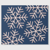 Papier Cadeau Flammes de neige Noël Vacances Rose Bleu Marine (Plat)