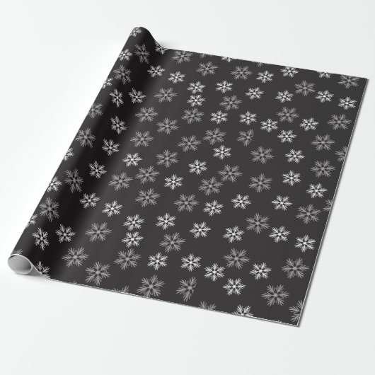 Papier Cadeau Flammes de neige noires et blanches motif (Déroulé)