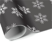 Papier Cadeau Flammes de neige noires et blanches motif (Coin rond)