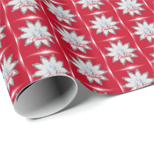 Papier Cadeau Flammes de neige PAPIER EN WRAPPER rouge (Coin rond)