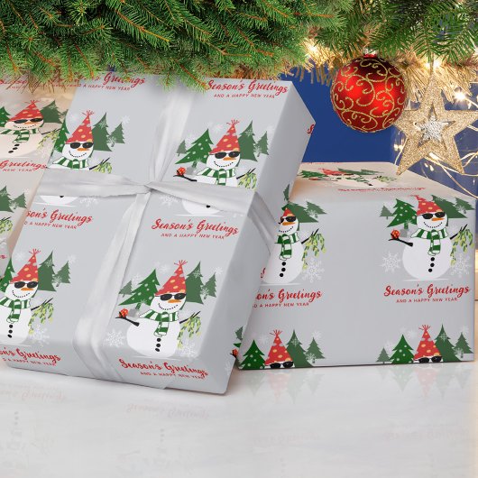 Papier Cadeau Flammes de neige personnalisées et modernes Funny