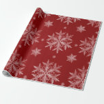 Papier Cadeau Flammes de neige Red Holiday Christmas<br><div class="desc">Flammes de neige sur arrière - plan rouge.</div>