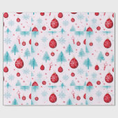 Papier Cadeau Flammes de neige Reindeer Ornements Noël blanc (Plat)