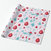 Papier Cadeau Flammes de neige Reindeer Ornements Noël blanc (Déroulé)