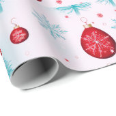 Papier Cadeau Flammes de neige Reindeer Ornements Noël blanc (Coin rond)