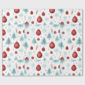 Papier Cadeau Flammes de neige Reindeer Ornements Noël blanc (Plat)