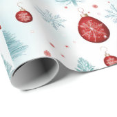 Papier Cadeau Flammes de neige Reindeer Ornements Noël blanc (Coin rond)