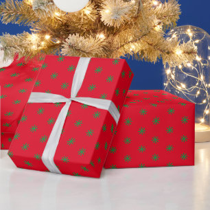 Papier Cadeau Flammes de neige rouge et verte de Noël motif mig