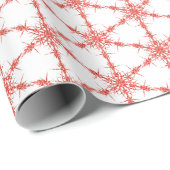 Papier Cadeau Flammes De Neige Rouges En Blanc (Coin rond)