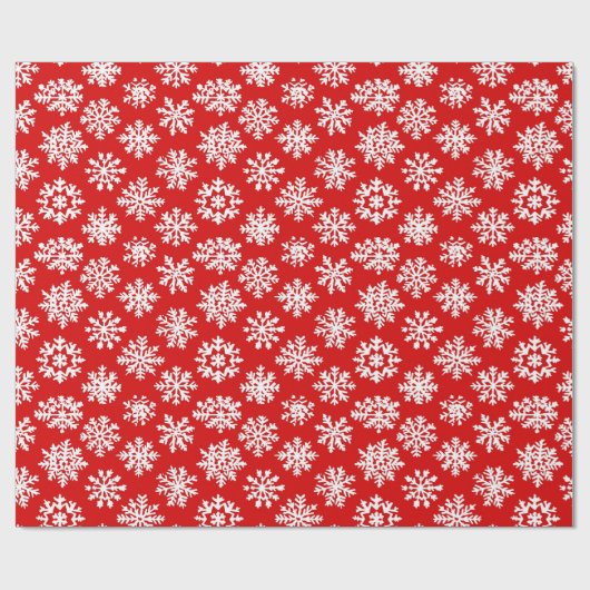 Papier Cadeau Flammes de neige rouges et blanches (Plat)