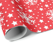 Papier Cadeau Flammes de neige rouges et blanches Rouleau de Noë (Coin rond)