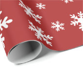 Papier Cadeau Flammes de neige rouges Fêtes de Noël d'hiver de n (Coin rond)