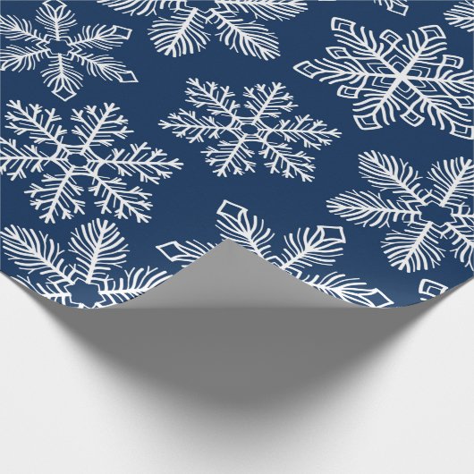 Papier Cadeau Flammes de neige sur bleu foncé (Coin)