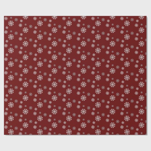 Papier Cadeau Flammes de neige sur papier d'emballage rouge (Plat)