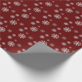 Papier Cadeau Flammes de neige sur papier d'emballage rouge (Coin)