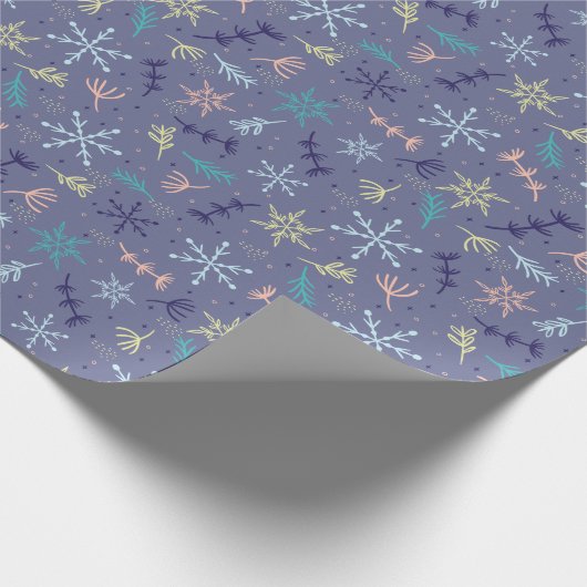 Papier Cadeau Flammes De Neige Tombant De Neige Bouges De Pins Q (Coin)