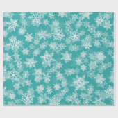 Papier Cadeau Flammes de neige turquoise et blanche Vacances hiv (Plat)