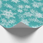 Papier Cadeau Flammes de neige turquoise et blanche Vacances hiv (Coin)