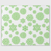 Papier Cadeau Flammes de neige vertes de Noël (Plat)