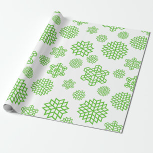 Papier Cadeau Flammes de neige vertes de Noël