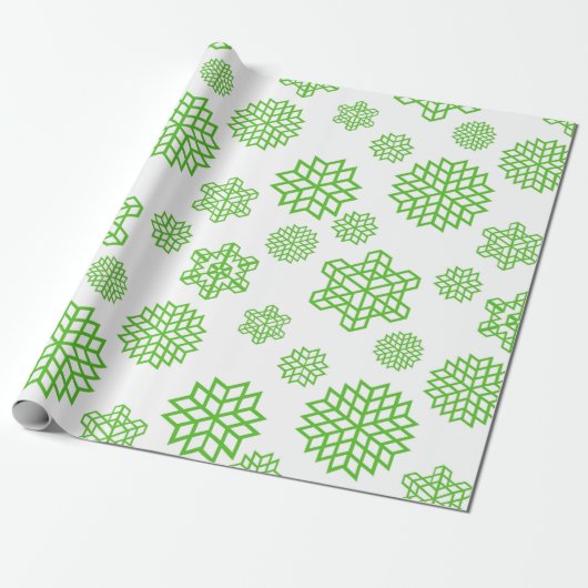 Papier Cadeau Flammes de neige vertes de Noël (Déroulé)