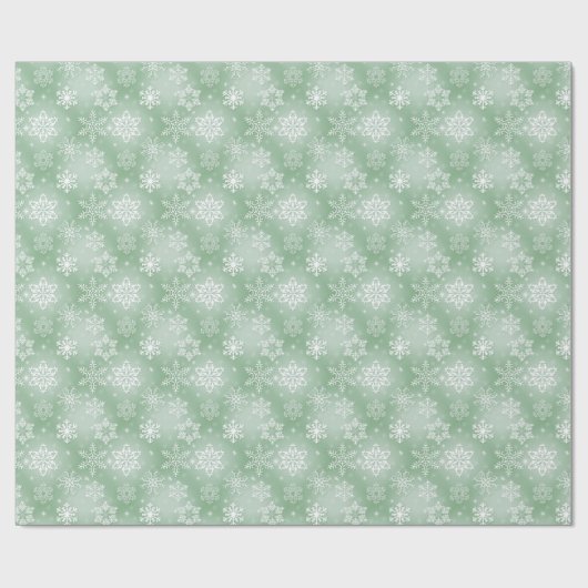 Papier Cadeau Flammes de neige vertes et blanches (Plat)