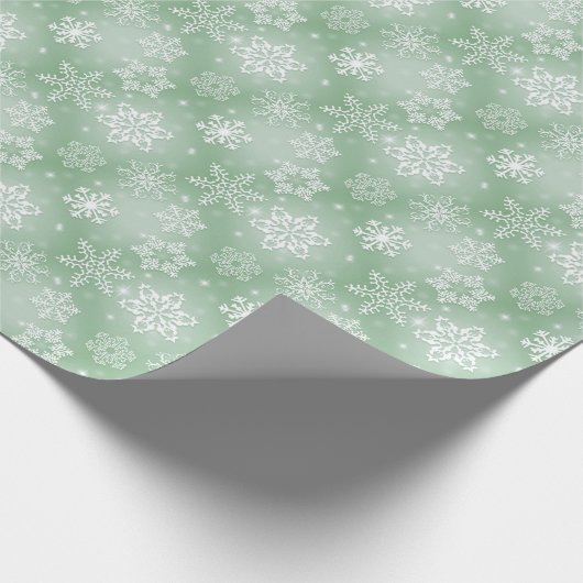Papier Cadeau Flammes de neige vertes et blanches (Coin)