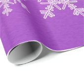 Papier Cadeau Flammes de neige violettes blanches Noël minimalis (Coin rond)