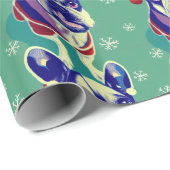 Papier Cadeau Flammes de Noël de Buldog (Coin rond)