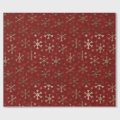 Papier Cadeau Flammes de Noël en métal rouge et or (Plat)