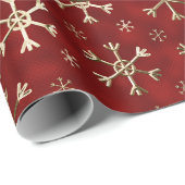 Papier Cadeau Flammes de Noël en métal rouge et or (Coin rond)