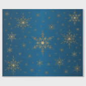 Papier Cadeau Fléau de neige doré Métal bleu  (Plat)