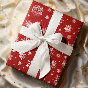 Papier Cadeau Flèche de neige blanche hiver Rouge brillant