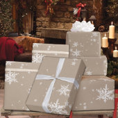 Papier Cadeau Flèche de neige blanche rustique Kraft hiver