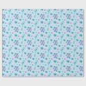 Papier Cadeau Flèche de neige bleue et violette Noël vert modern (Plat)