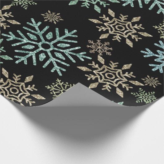 Papier Cadeau Flèche de neige Noël Vert or (Coin)